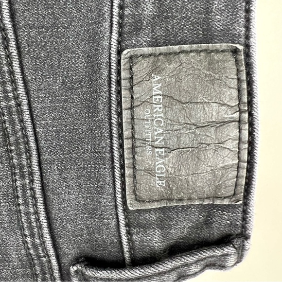 American Eagle Black Lace Denim Shorts Super Super Stretch Hi-Rise Short 0257 - Picture 4 of 7